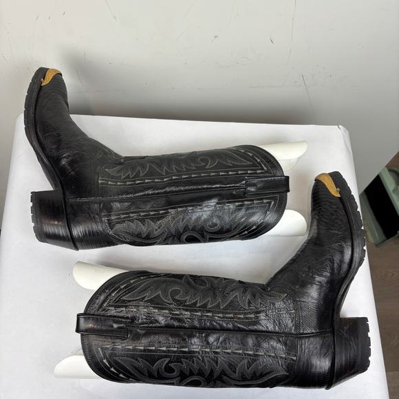 Dan Post Exotic Teju Lizard Western Cowboy Boots Black Men\'s 7 EW main image 13